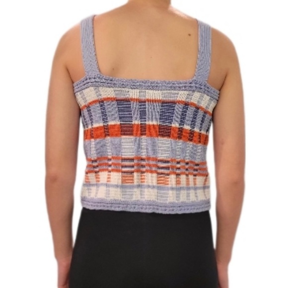 Banana Republic Blue Orange and White Plaid Apron Sweater Knit Tank Top - Picture 4 of 16
